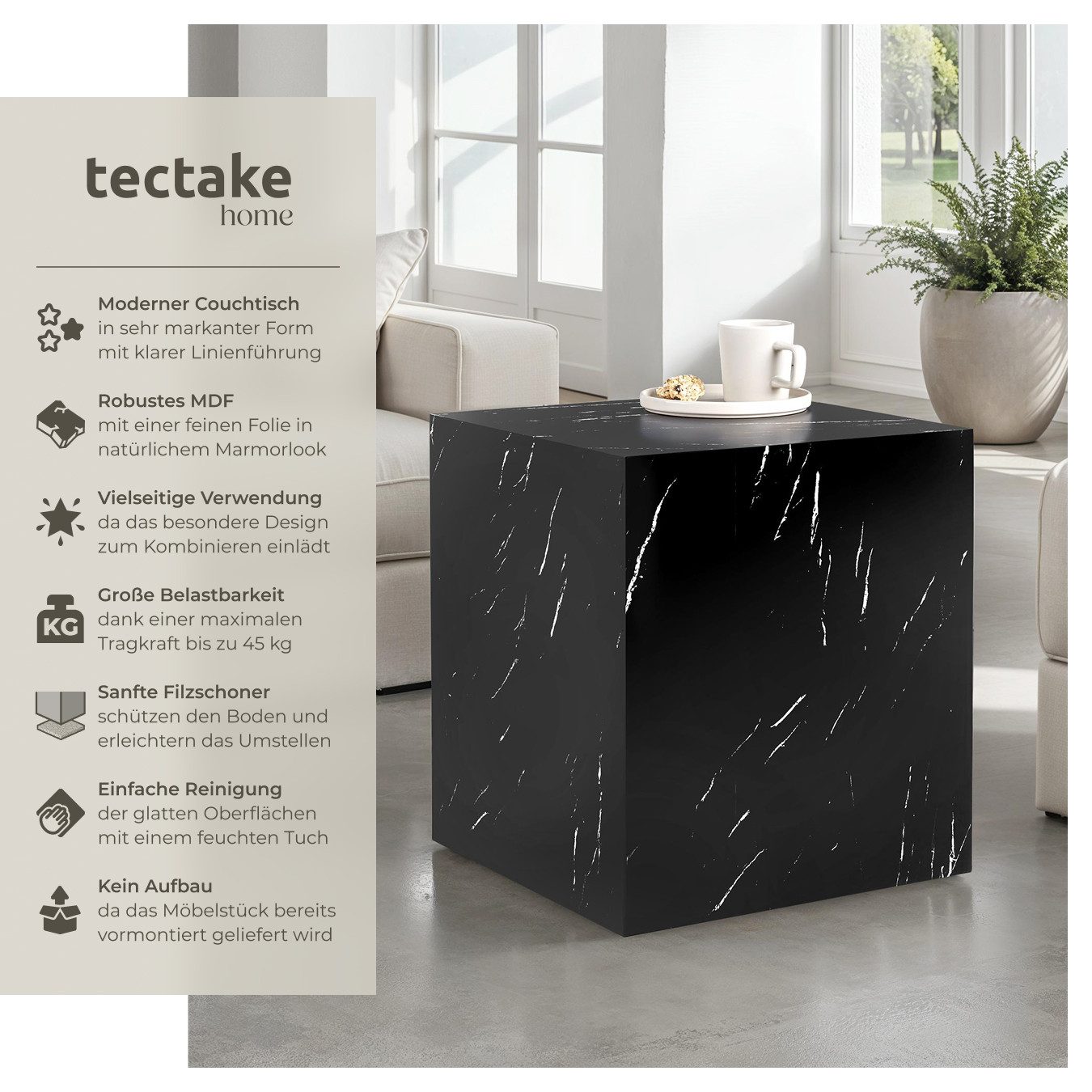 tectake Couchtisch Beistelltisch Lasley, Belastbarkeit 45 günstig online kaufen