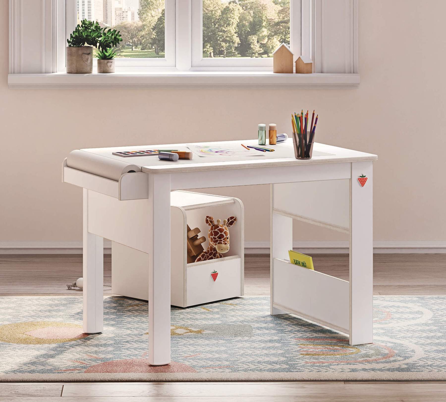 Möbel-Zeit Kindertisch MONTES Basteltisch mit Hängefach