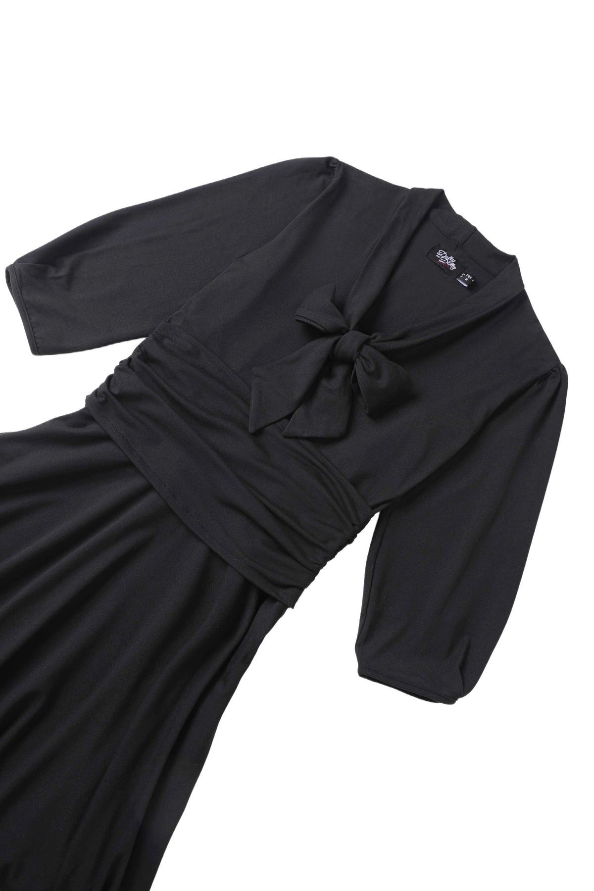 Dolly and Dotty A-Linien-Kleid Sandra Casual Bow Tie Schwarz Vintage Retro Rockabilly Jersey