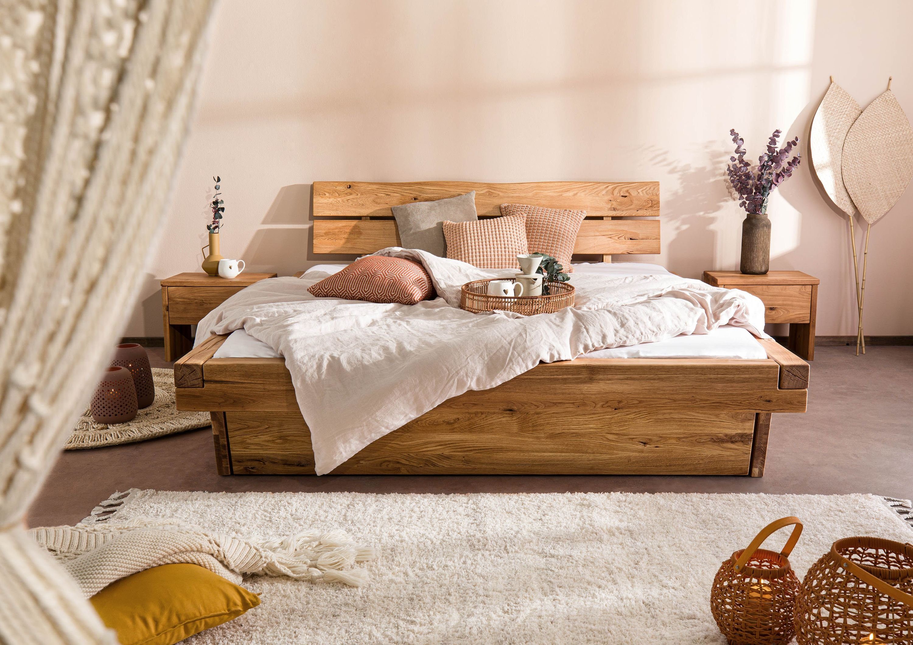 Massivmoebel24 Massivholzbett BALKENMÖBEL (Wildeiche 180x200 natur geölt INNSBRUCK #180), Wildeiche 180x200 natur geölt INNSBRUCK #180