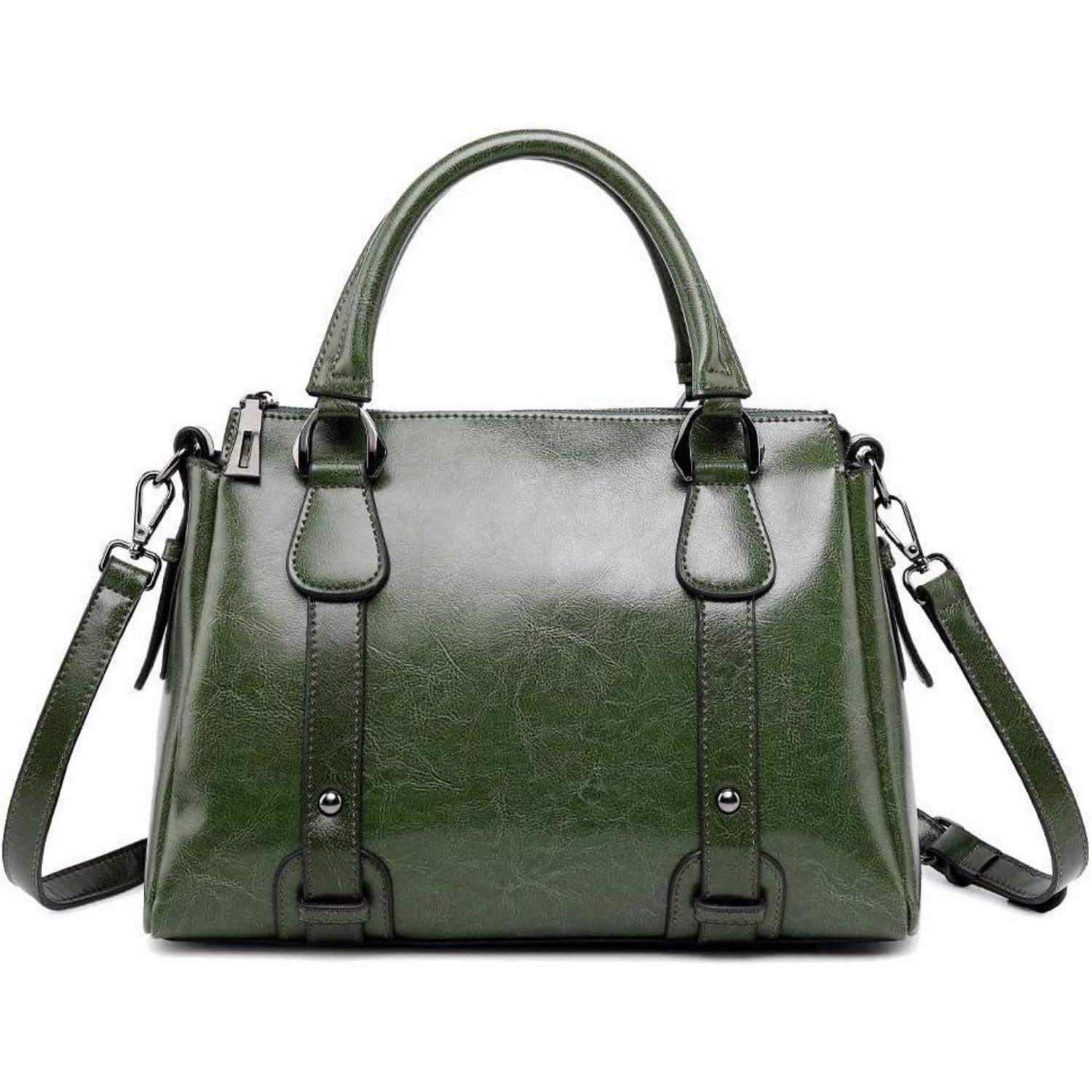 Handtasche Damen Leder Handtasche Henkeltasche Umhängetasche Grüner Stil
