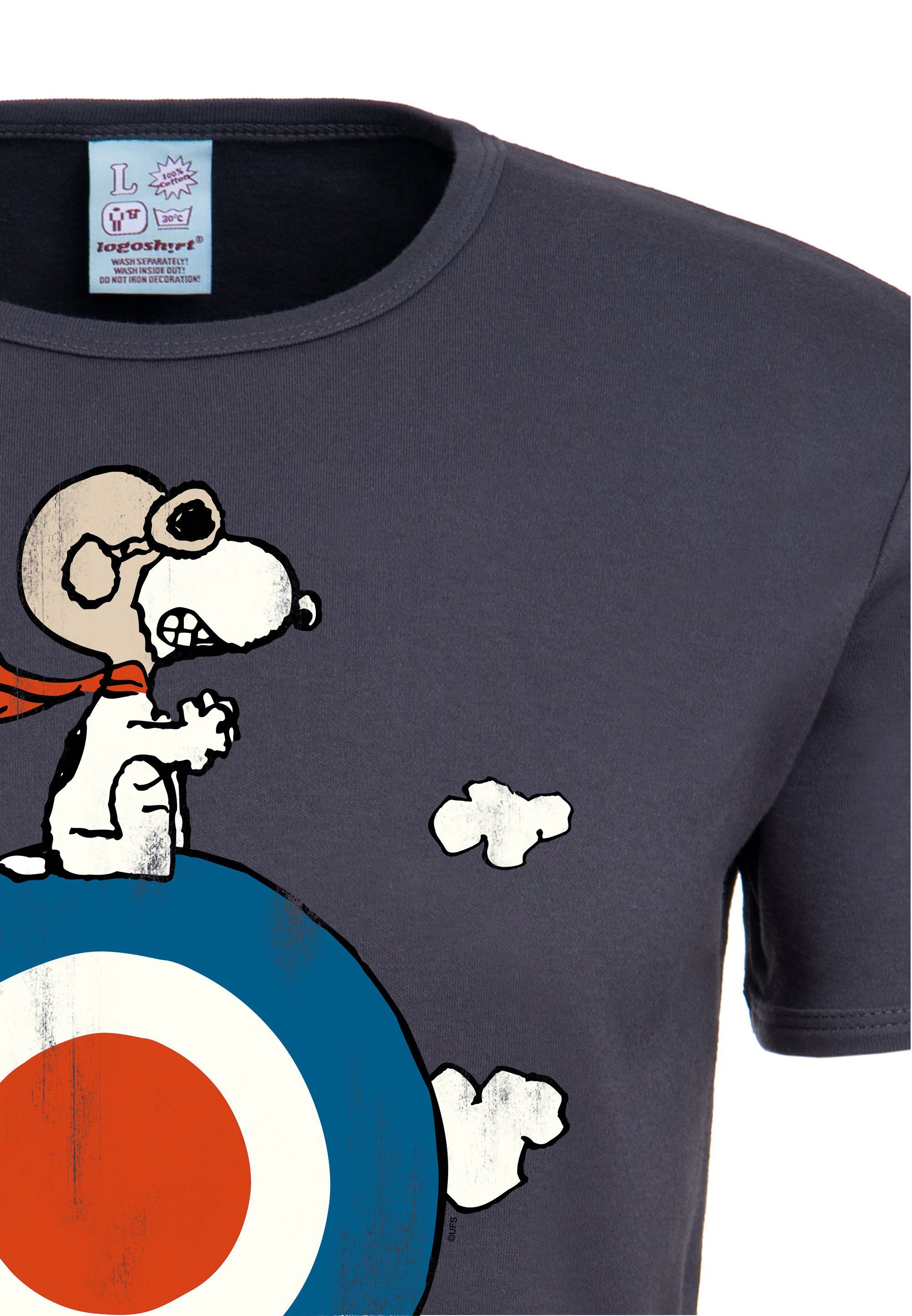T-Shirt Snoopy mit grau Vintage-Print niedlichem LOGOSHIRT