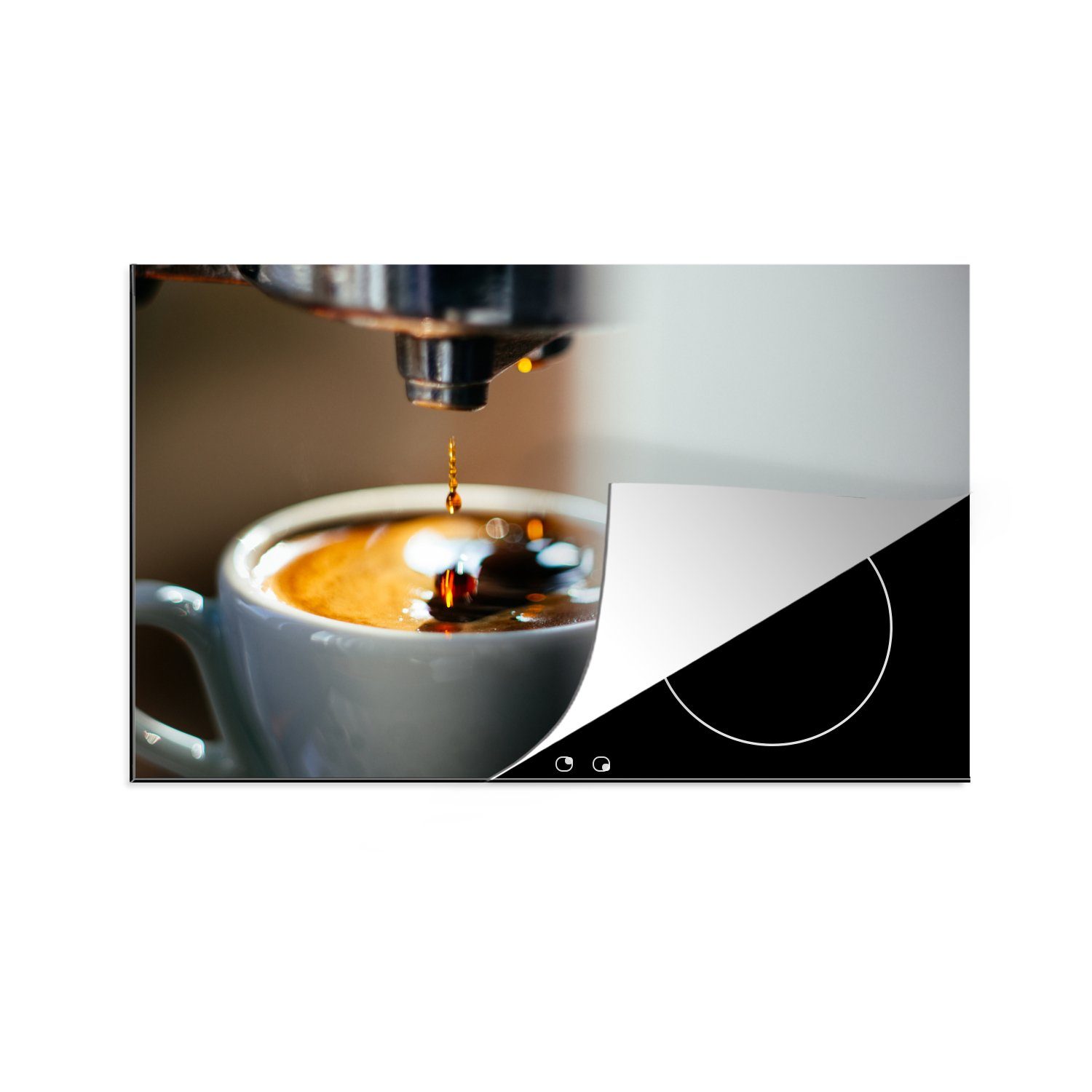 MuchoWow Herdblende-/Abdeckplatte Frischer Kaffee wird gebrüht, Vinyl, (1 tlg), 81x52 cm, Induktionskochfeld Schutz für die küche, Ceranfeldabdeckung