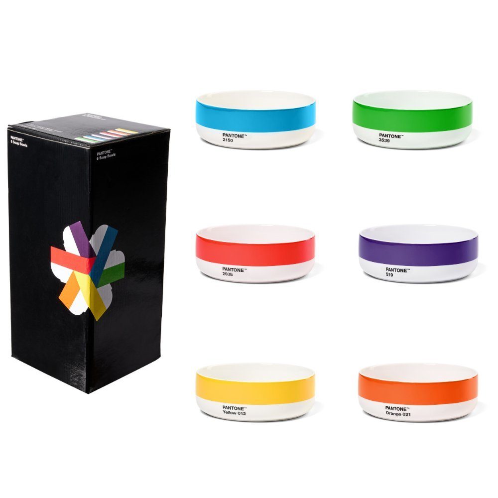 PANTONE Geschirr-Set, Porzellanschale 6er Set Yellow Orange Red Green Blue Violet