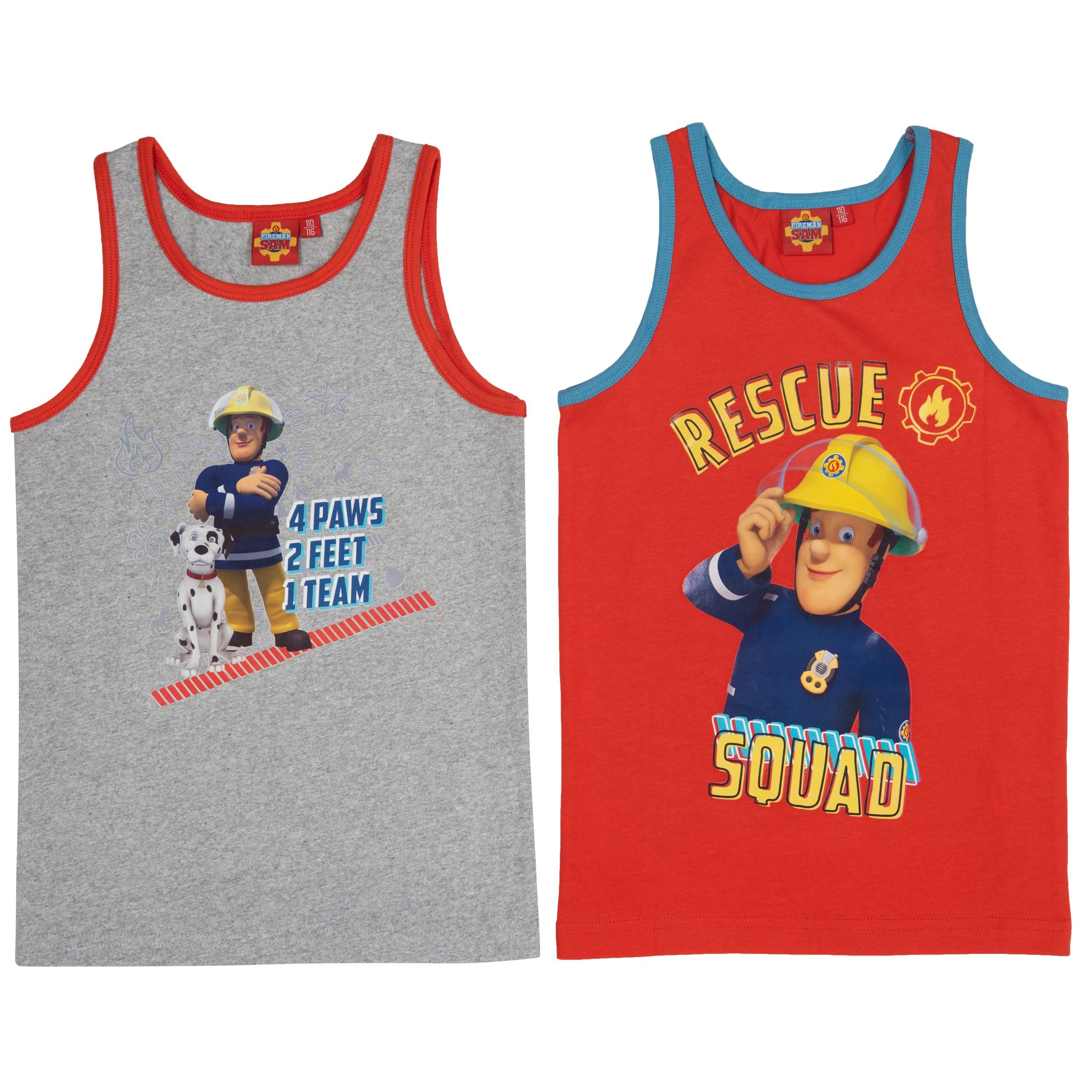 Unterhemd Feuerwehrmann Sam - 4 Paws 2 Feet 1 Team - Resque Squad (2er Pack)
