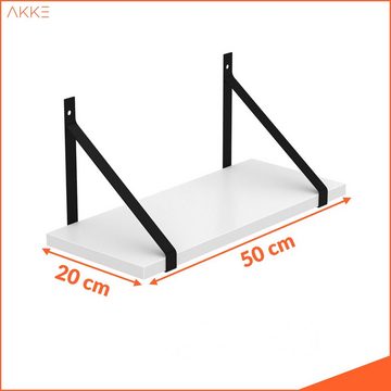 AKKE Wandregal, Hängeregal GINO modern mit schwarzen Befestigungen 2mm PVC LOFT