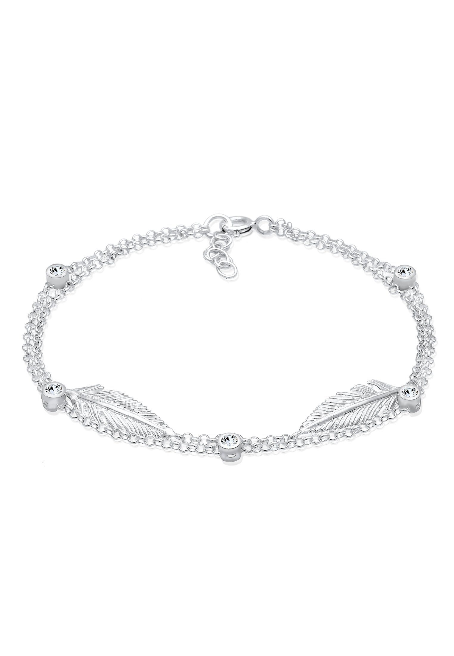 Elli Armband Feder Layer Kristalle 925er Silber