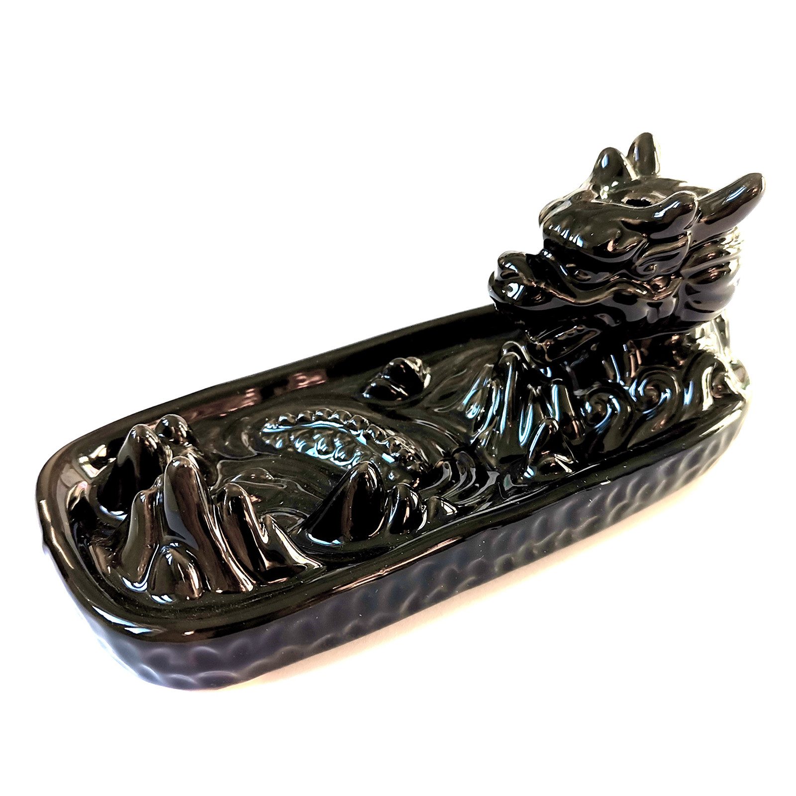 Bali-Homedecor Räucherschale Brunnen Räuchergefäß - Drache im Berg