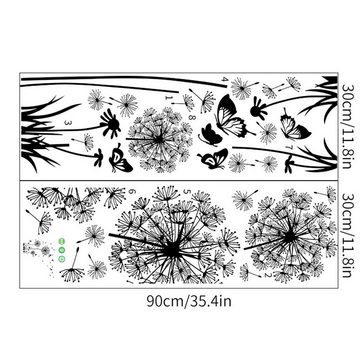 HIBNOPN Wandtattoo Wandtattoo Löwenzahn, Wandtattoo Pusteblume Schmetterling Blumen