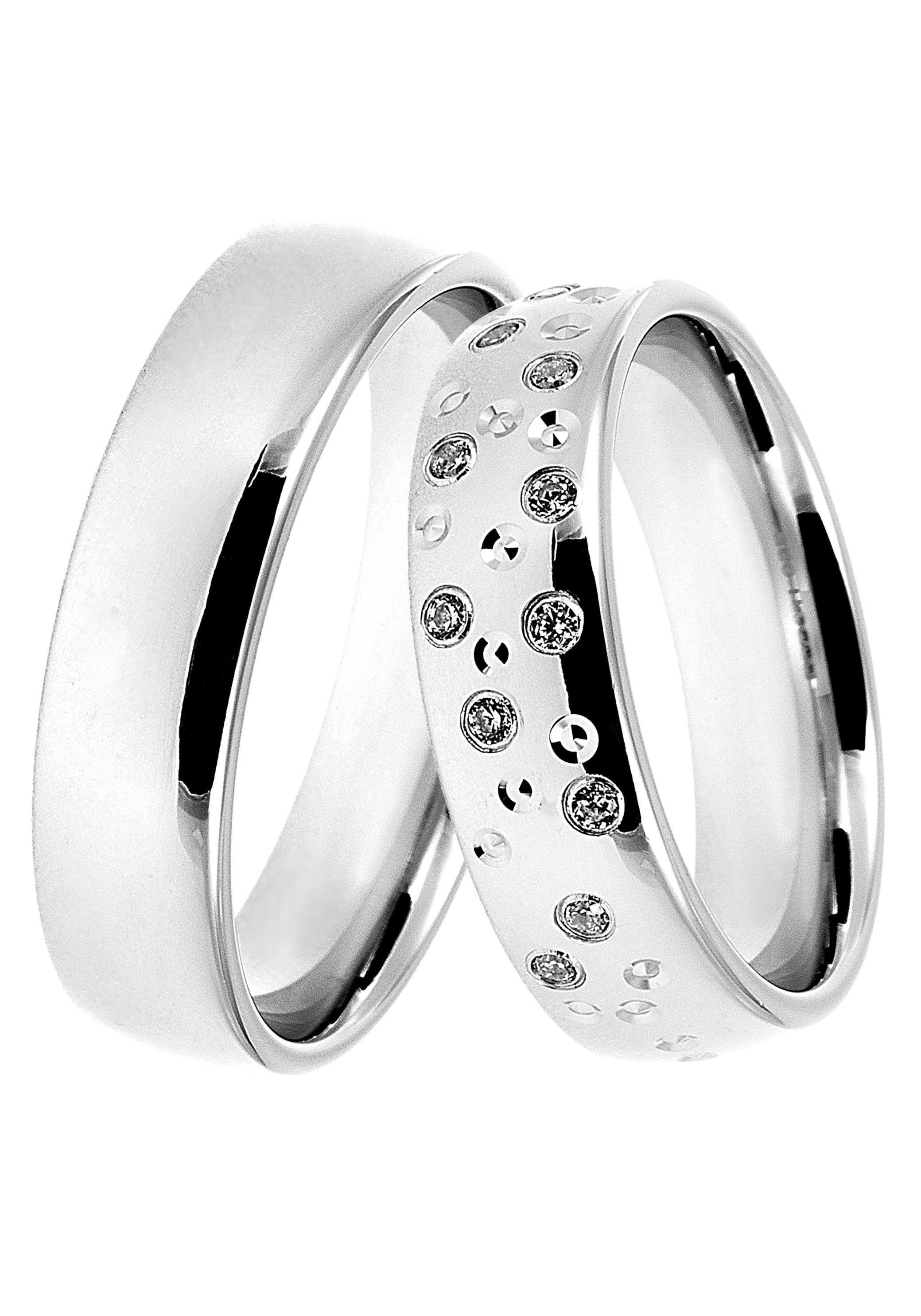 mit ohne Germany, Trauring Geschenk LIEBE, Ehering o. silberfarben Schmuck Partnerring DOOSTI Silber Trauring Zirkonia 925 Made in