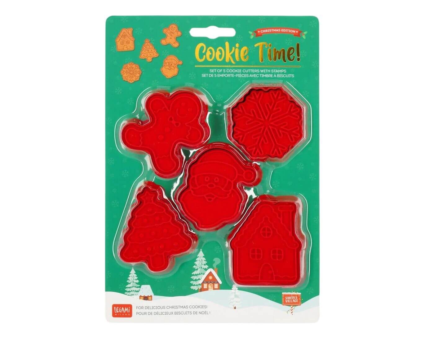 Ausstechform 5er-Set Plätzchenformen mit Stempel - Cookie Time!