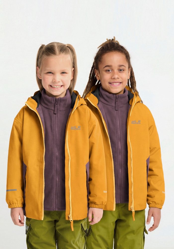 Jack Wolfskin 3-in-1-Funktionsjacke ICELAND 3IN1 JKT K für Kinder, mit Fleece, wasser- und winddicht, atmungsaktiv