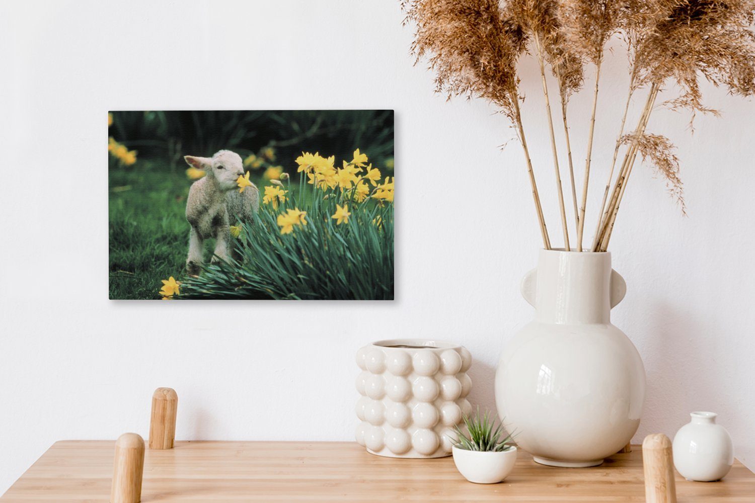 OneMillionCanvasses® Leinwandbild Lamm - Leinwandbilder, Wanddeko, Aufhängefertig, - (1 cm Wandbild Gelb, St), 30x20 Narzisse