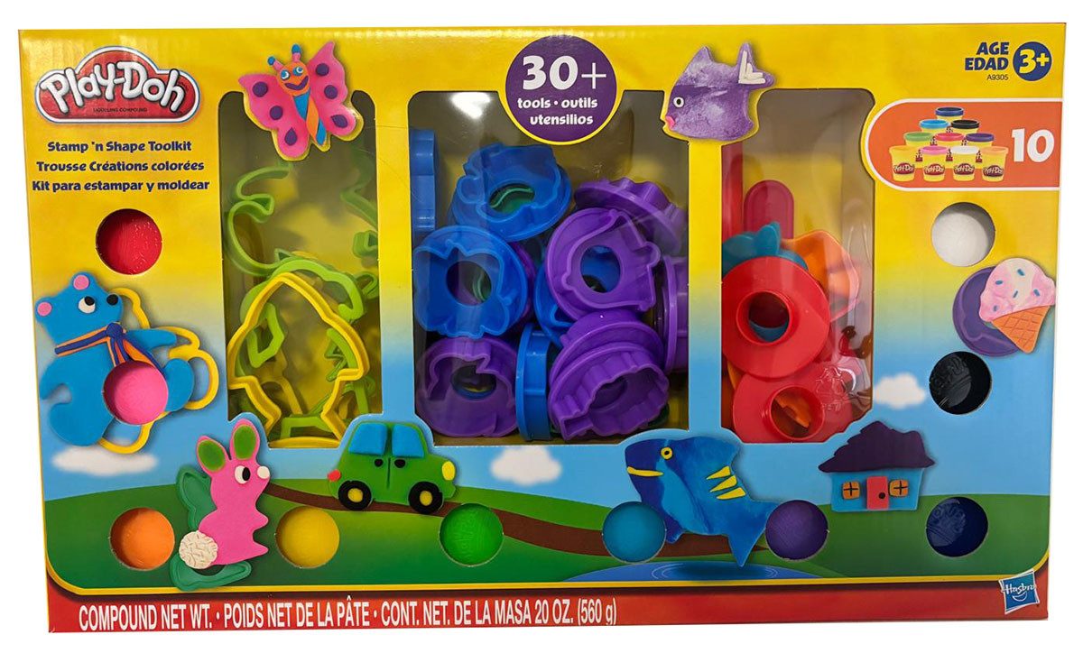 Play-Doh Knetform-Set Play-Doh Stempel u. Formwerkzeugset 30 Werkzeuge 10 Dosen Knete