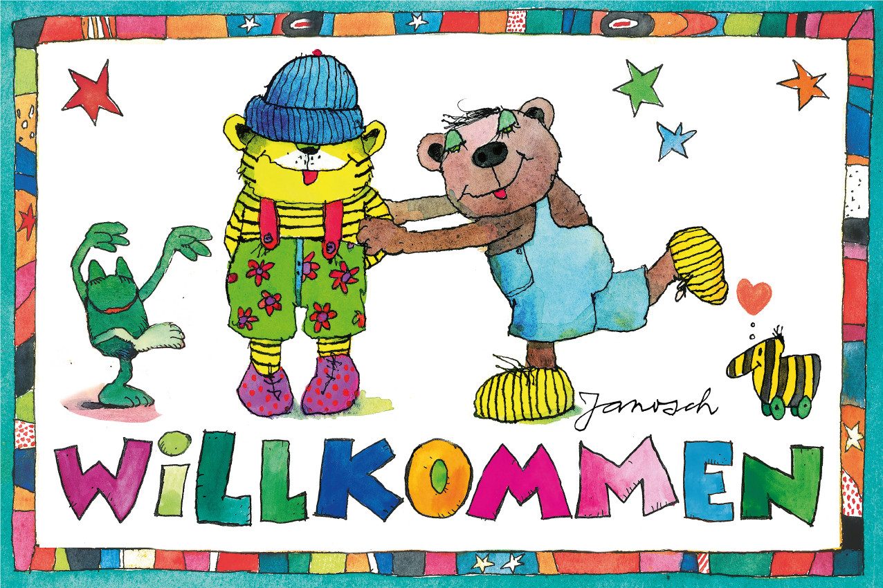 LuckyLinde Wanddekoobjekt Der kleine Tiger und der kleine Bär - Willkommen (1 St), Exklusive JANOSCH Kindermotive, Stahlschild