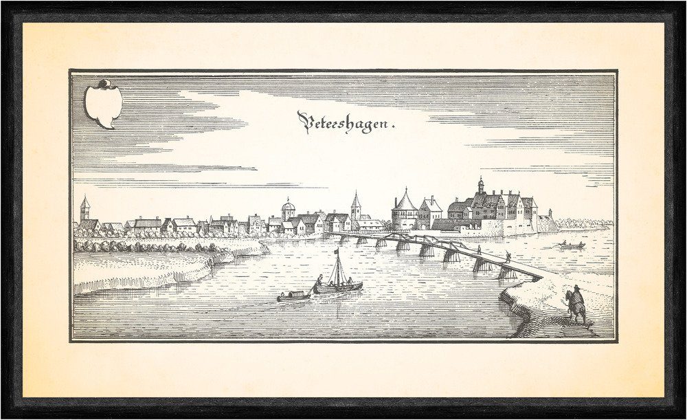 Kunstdruck Petershagen Weser Burg Klostermühle Schloß Topographia Faks_Merian 03