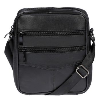 Christian Wippermann Umhängetasche Kleine echt Leder Umhängetasche Tasche für Herren, Damen Schultertasche Schwarz Bodybag Waistbag