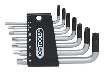 KS Tools Stiftschlüssel (7 St), Torx-Winkelstiftschlüssel-Satz mit Bohrung, kurz, 7-teilig TB10-TB40