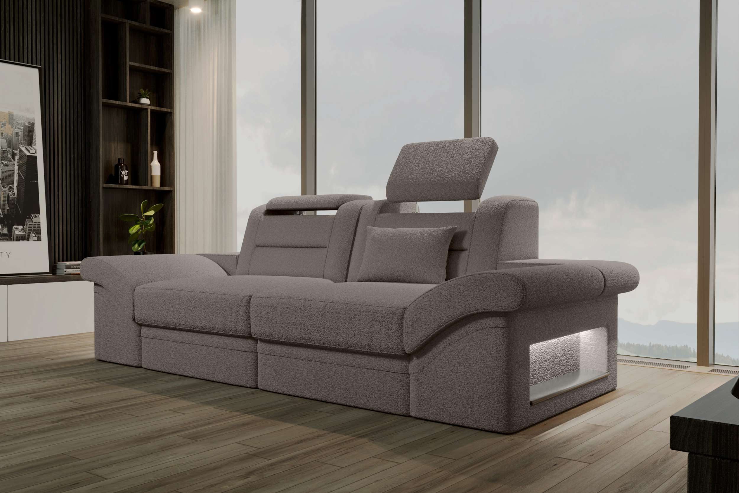 Sofa Dreams Polstergarnitur 2-Sitzer Polstersofa Monza, (Sofa, Big-Sofa), Designersofa Couch, 1 Zierkisse inklusive, LED