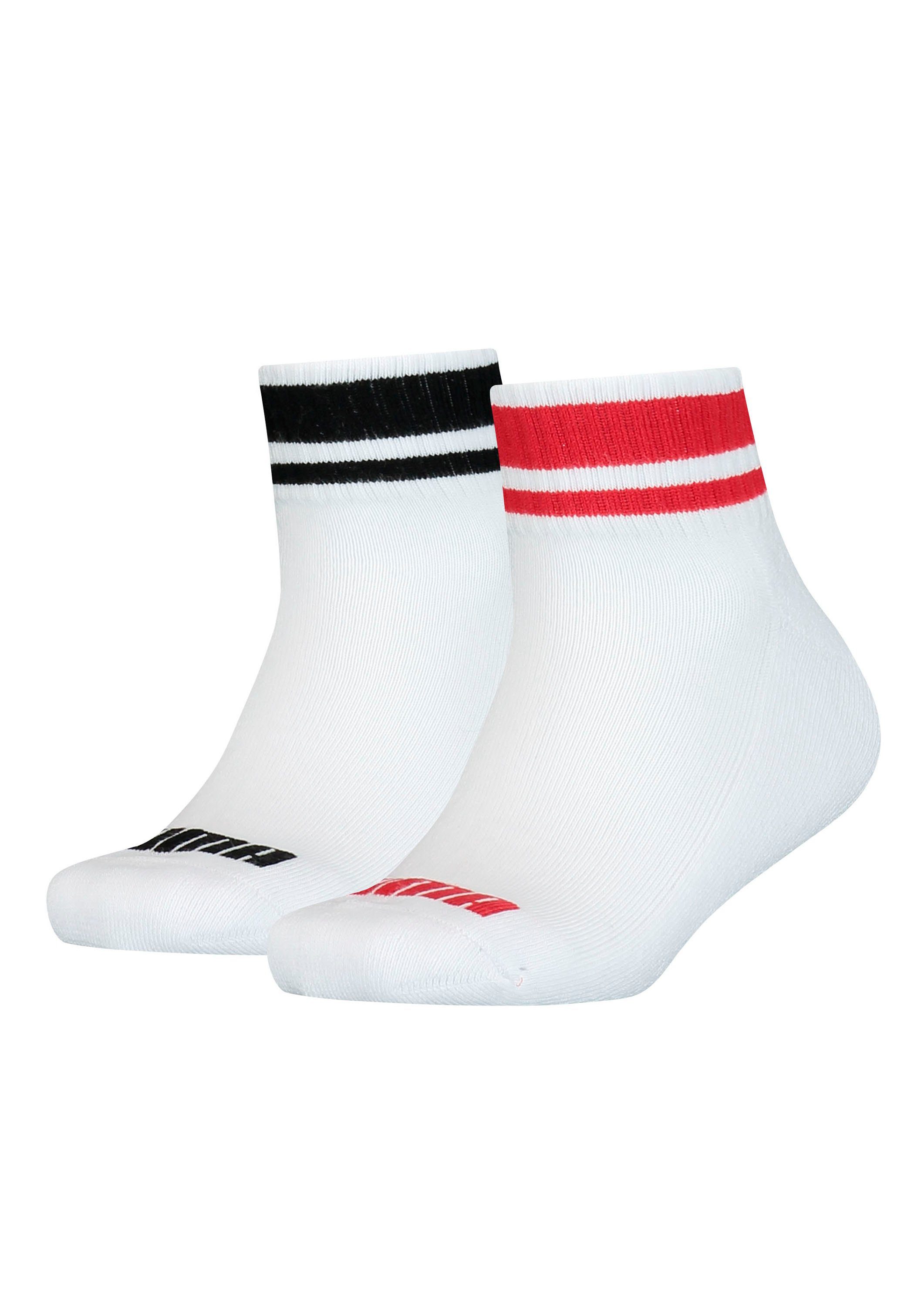 PUMA Kurzsocken Clyde Junior mit Bündchen (2-Paar) gestreiften weiß