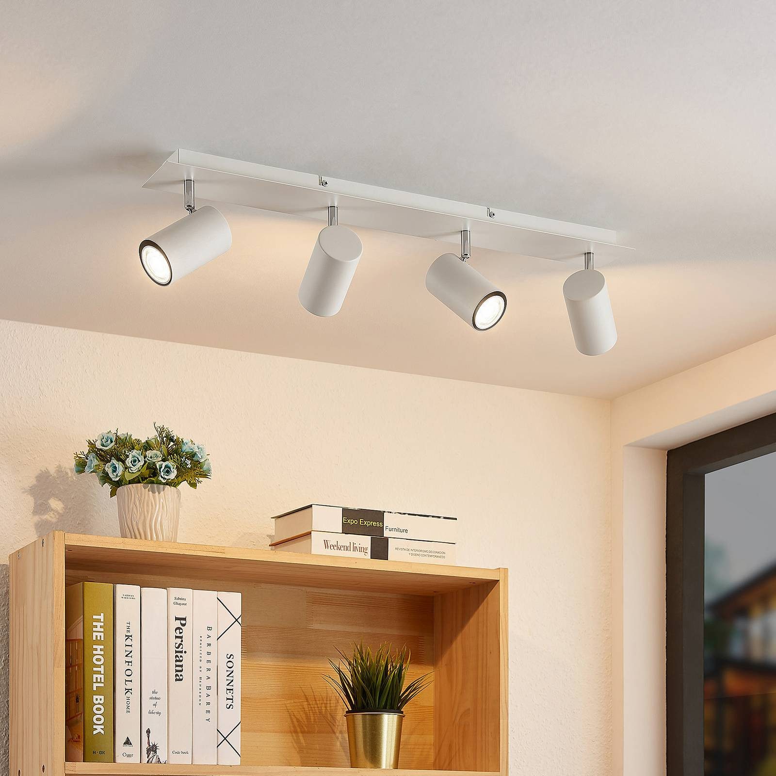 Lindby Deckenstrahler Joffrey, Metall, Weiß IP20, 4 x 10 W LED