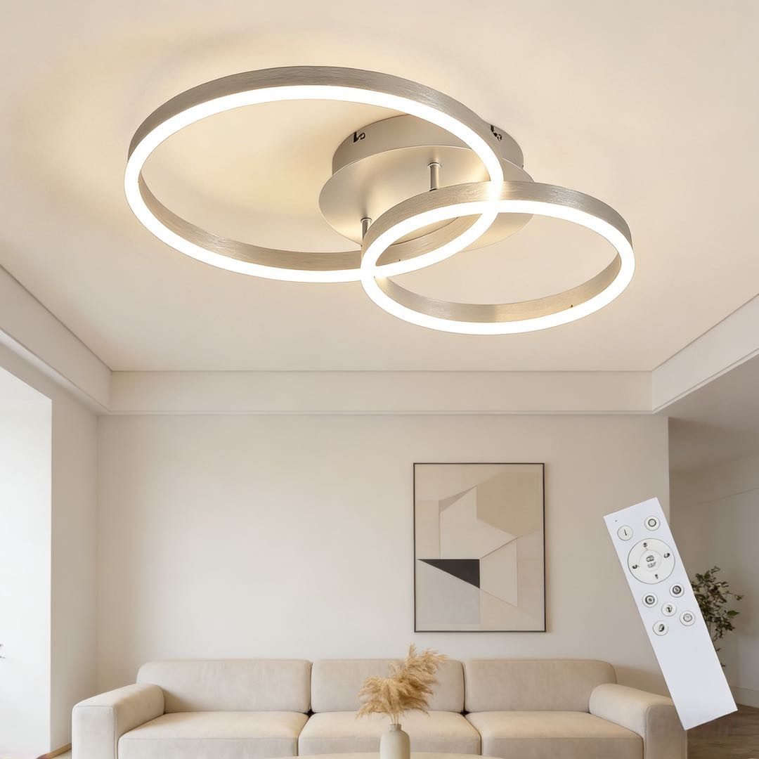 Nettlife LED Deckenleuchte Gold / Silber / Schwarz Wohnzimmerlampe Modernes Dimmbar 59 cm, LED fest integriert, Geeignet für Wohnzimmer, Schlafzimmer, Küche, Esszimmer, Büro