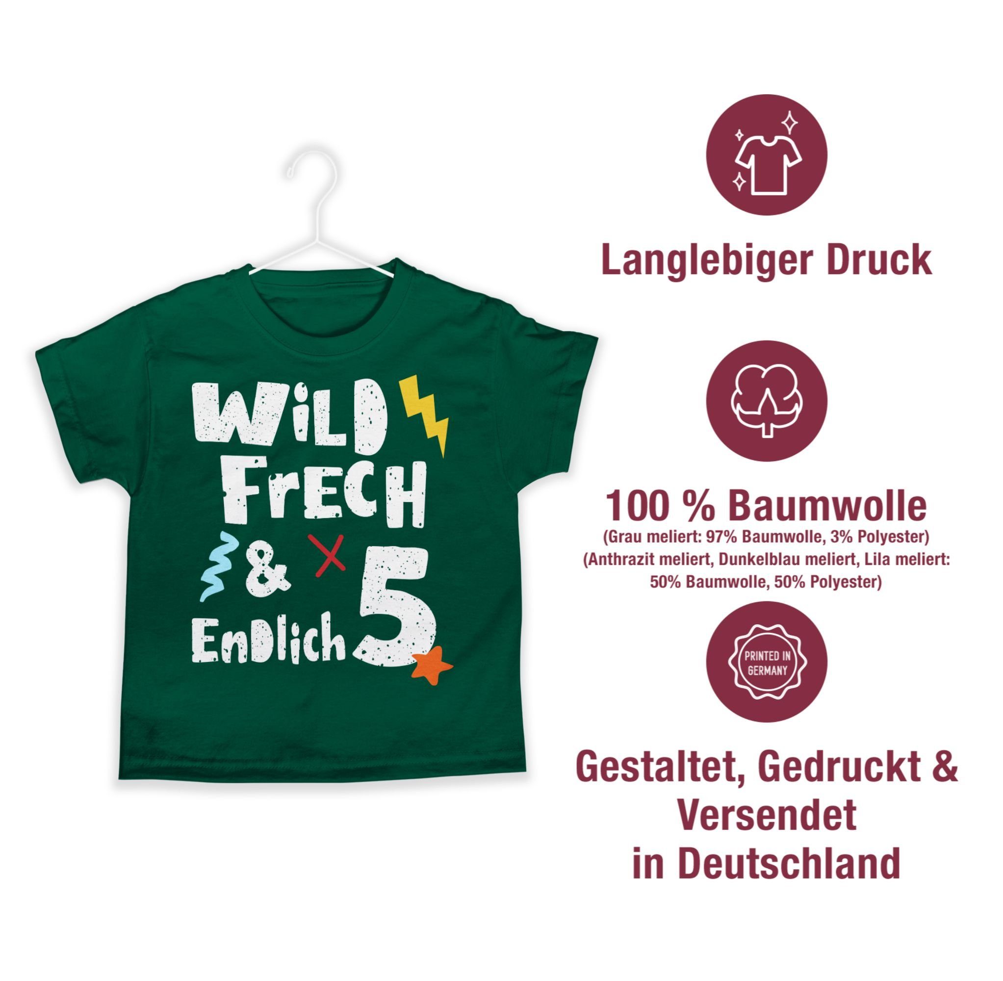 Shirtracer T-Shirt Wild frech und endlich 5 - Fünf Jahre Wunderbar (1-tlg) 5. Geburtstag