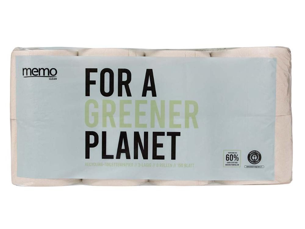 memo Toilettenpapier memo Toilettenpapier 'FOR A GREENER PLANET' 3-lagi (8-St)