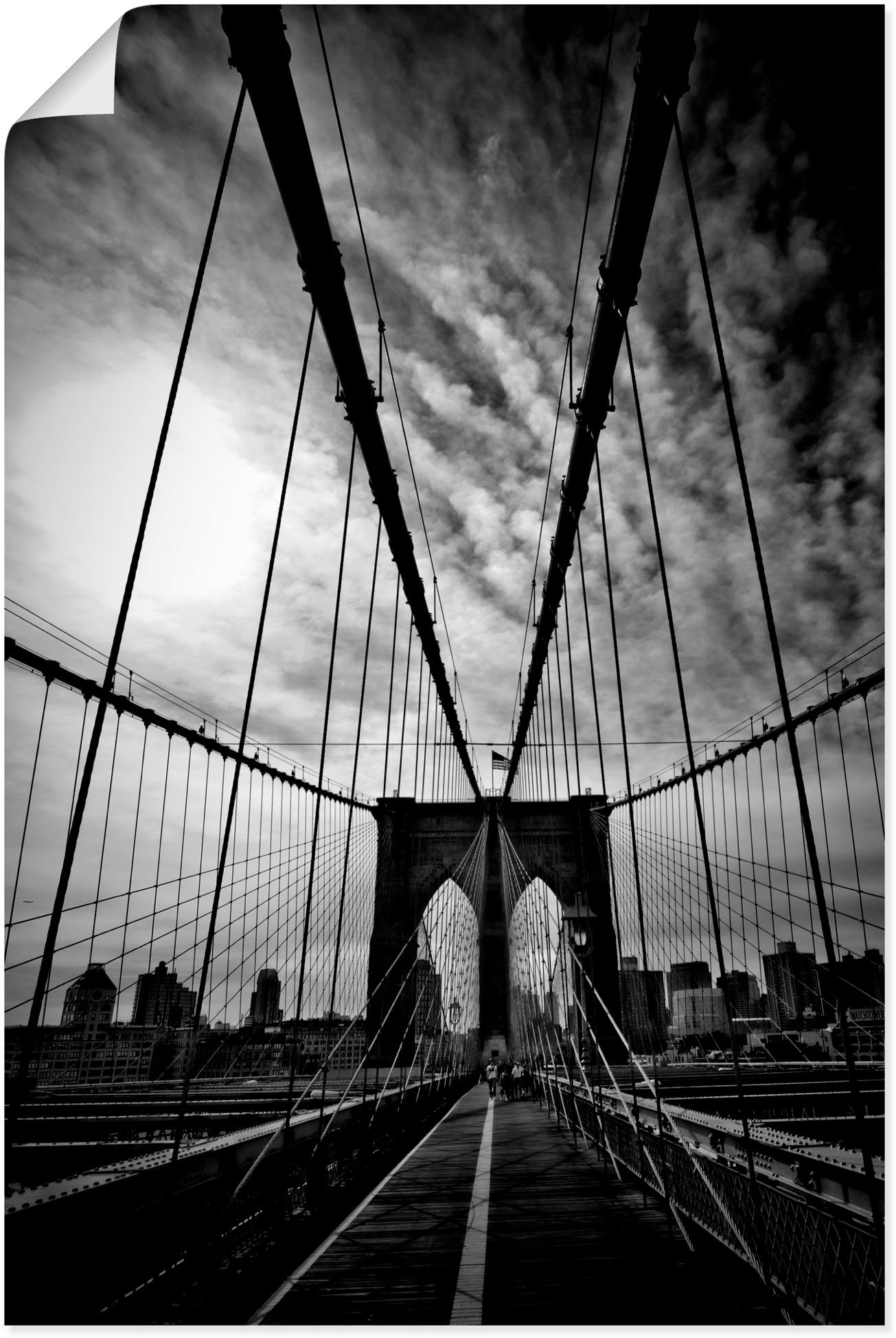 Artland Wandbild New York City Mächtige Brooklyn Bridge, Amerika (1 St), als Alubild, Leinwandbild, Wandaufkleber oder Poster in versch. Größen