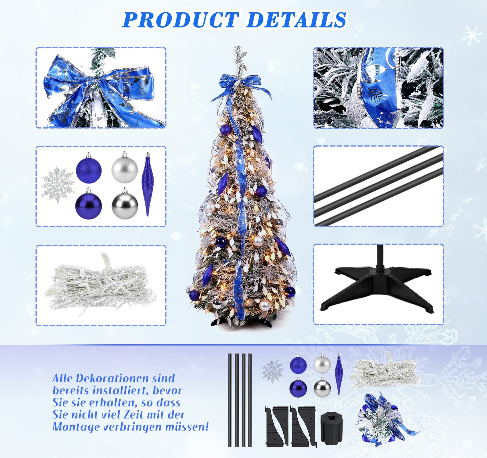 ElitVita Künstlicher Weihnachtsbaum Pop Up Weihnachtsbaum, 150cm, Faltbarer günstig online kaufen