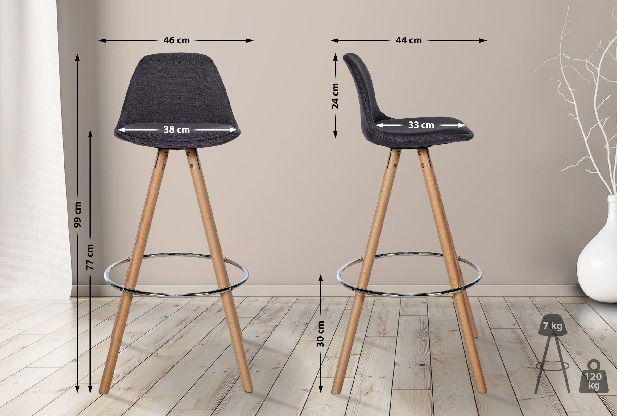 CLP Barhocker Corbin Rund, Stoff-Bezug, Gestell aus Buchenholz günstig online kaufen