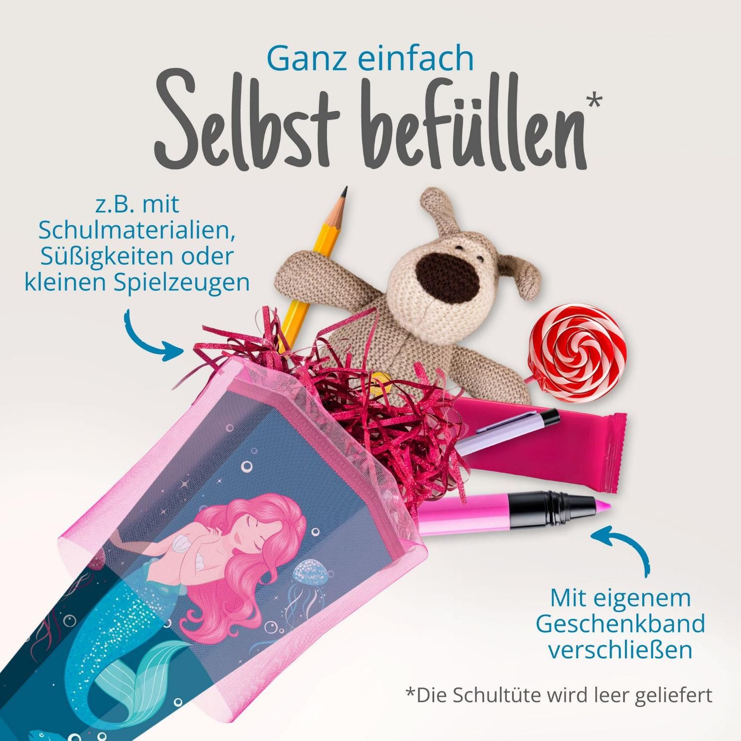 itenga Schultüte itenga Schultüte Meerjungfrau 85cm mit Tüllverschluss – Bild 5 von 5