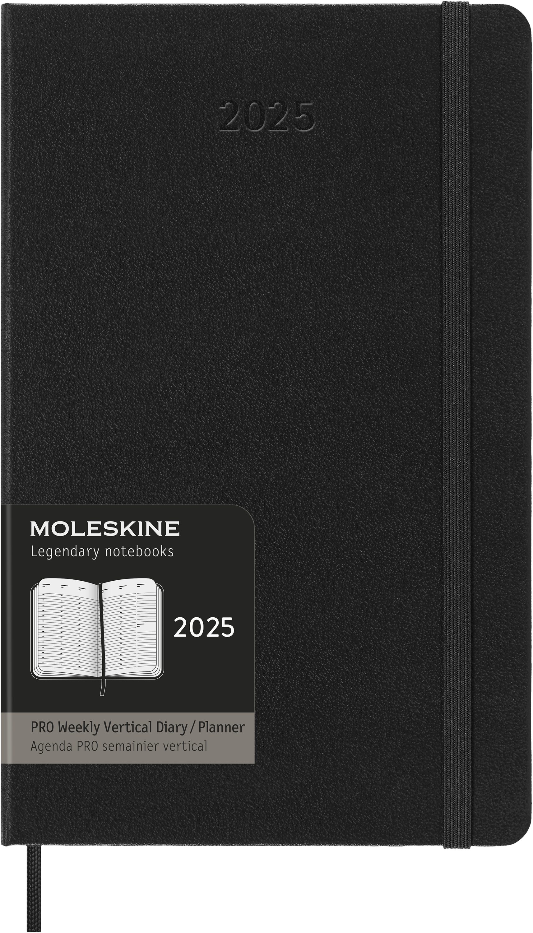 MOLESKINE Buchkalender, 12Monate Wochen-Notizkalender 2025 PRO Fester Einband Schwarz L/A5