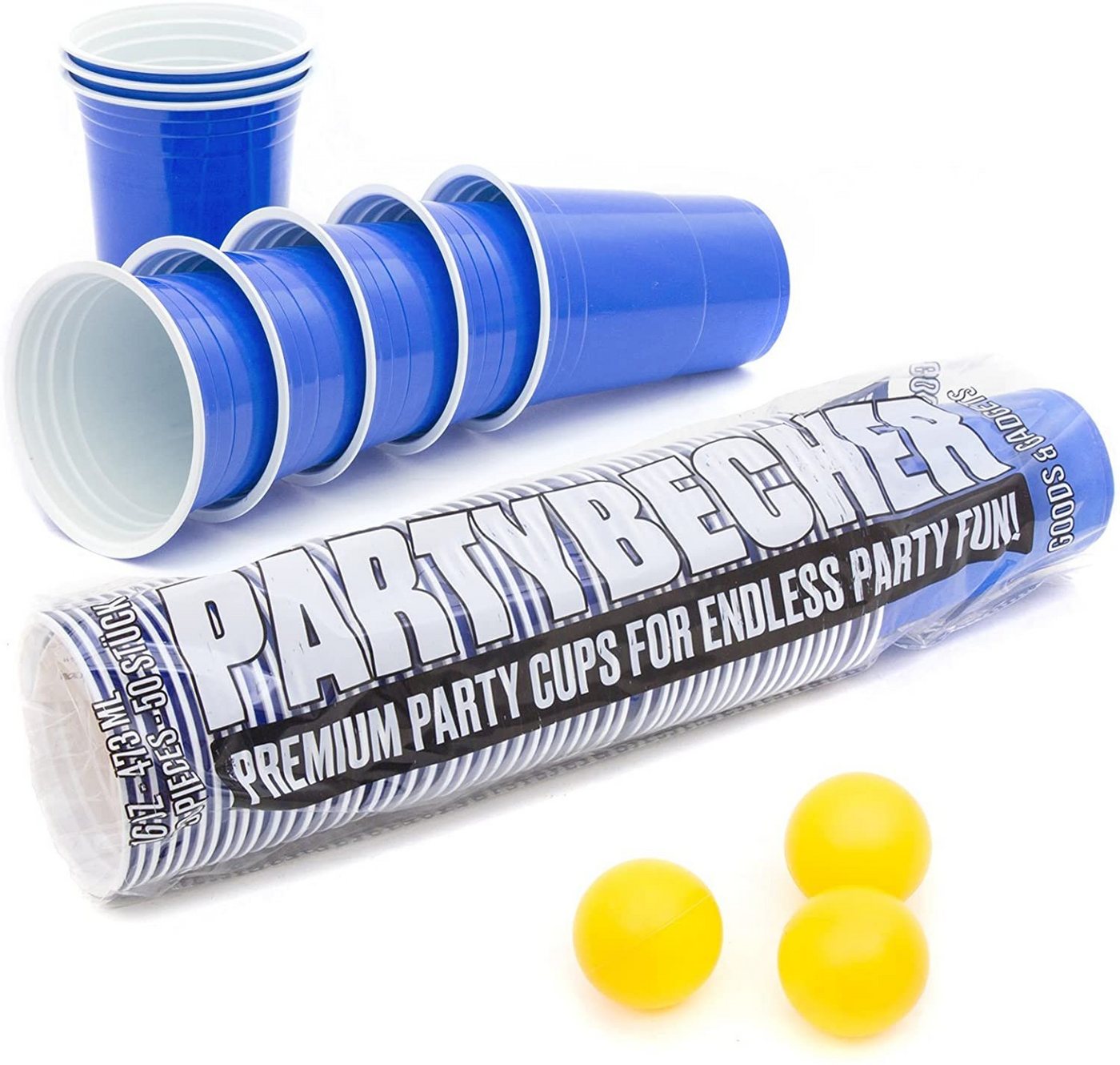 Goods+Gadgets Becher Wiederverwendbare Partybecher 50er Set – Dickwandige Beer Pong Becher, 50-tlg., Plastikbecher, Trinkbecher Getränkebecher