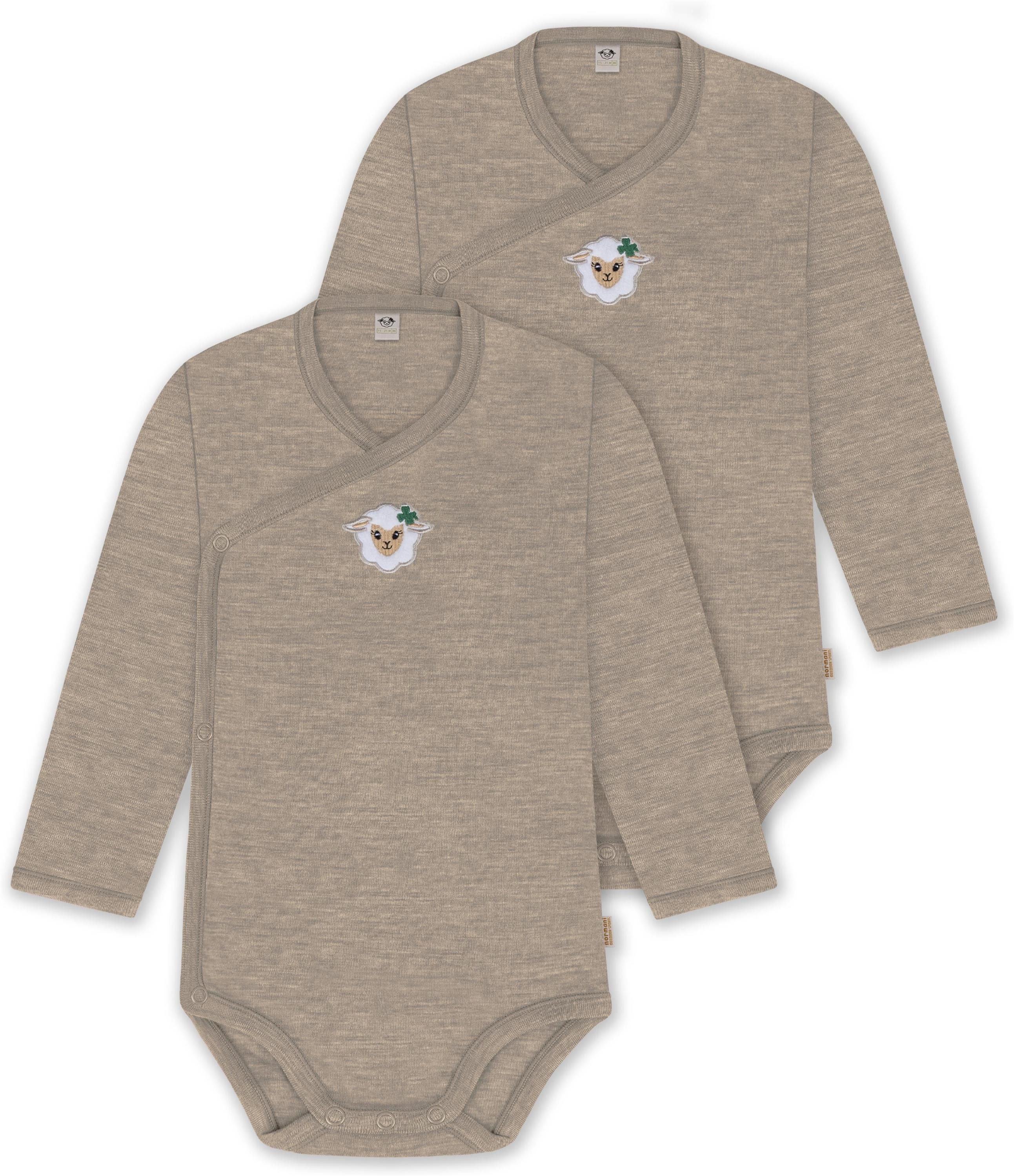 Langarmwickelbody 2er Pack Baby-Body Basic Merino Wickelbody