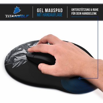 Titanwolf Gaming Mauspad, mit Handgelenkauflage, Office Gel Mousepad mit Handgelenkpolster