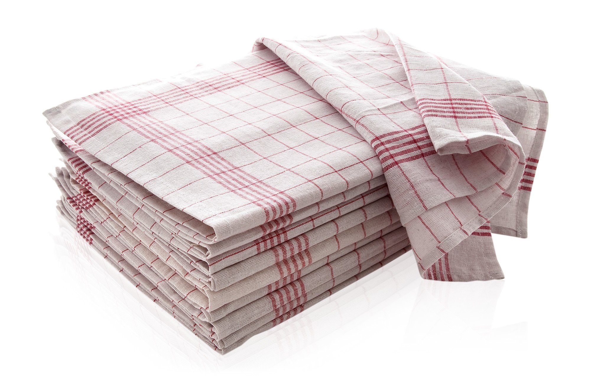 Baumwolle, Textiles Premium Hometex aus Allzweck-Tücher 100% Blau/Rot-Weiß einsetzbares Premium-Qualität 50x70 Trockentuch, cm Geschirrtuch Set kariert Vielfältig - 10er