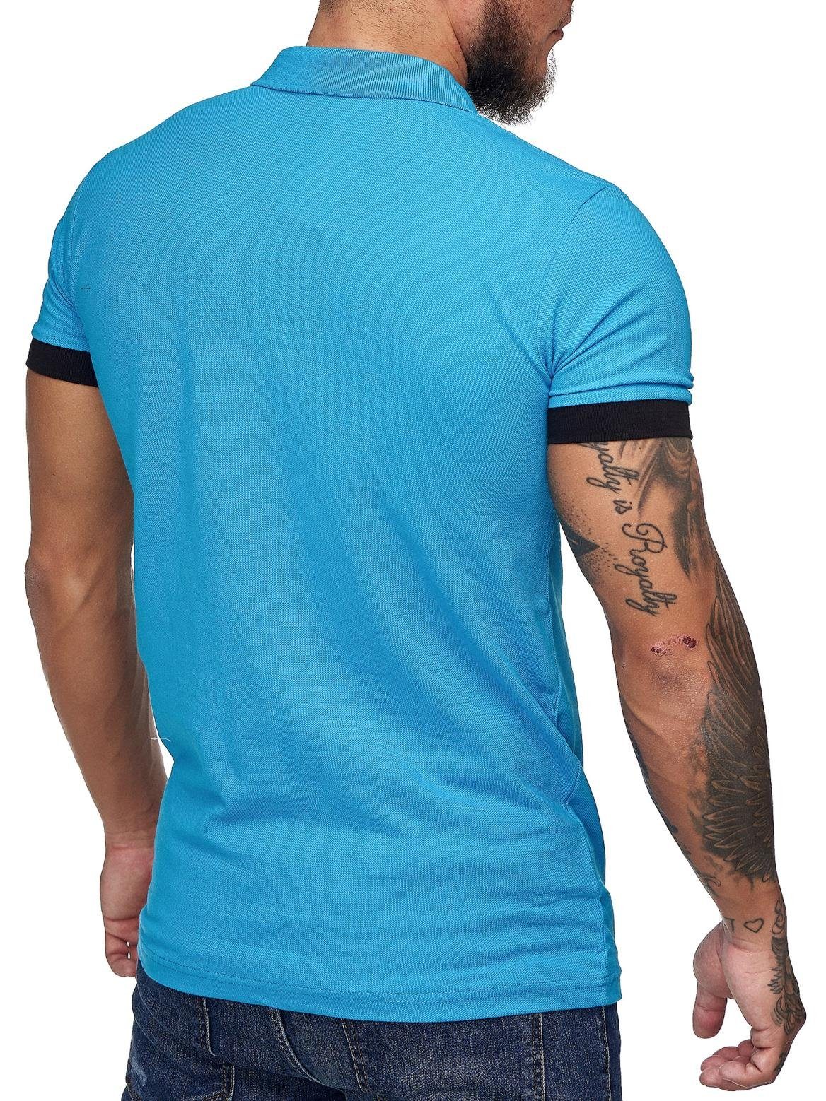 (Shirt Fitness 1402C1 1-tlg) Türkis Tee, Kurzarmshirt Polo Casual Freizeit OneRedox T-Shirt