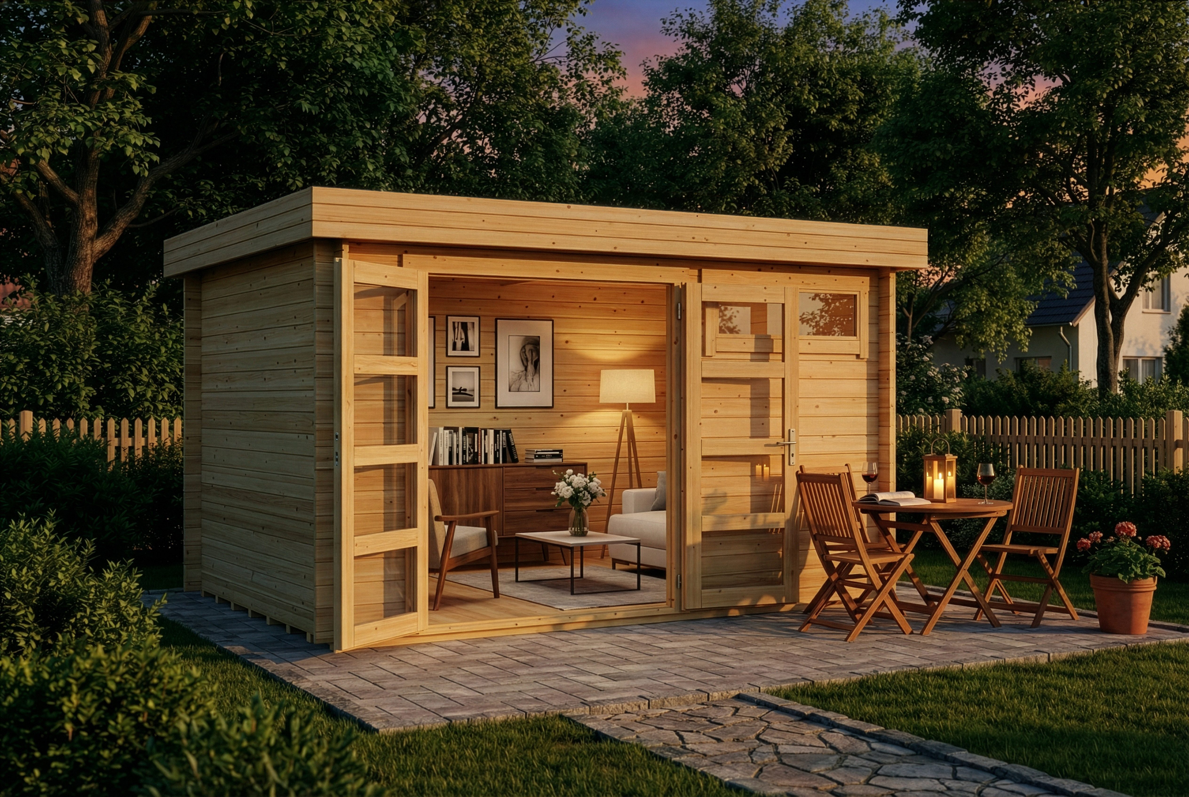 Alpholz Gartenhaus Holz Leandro, BxT: 394x268 cm, in Naturbelassen Inkl. Fußboden mit 28mm Wandstärke