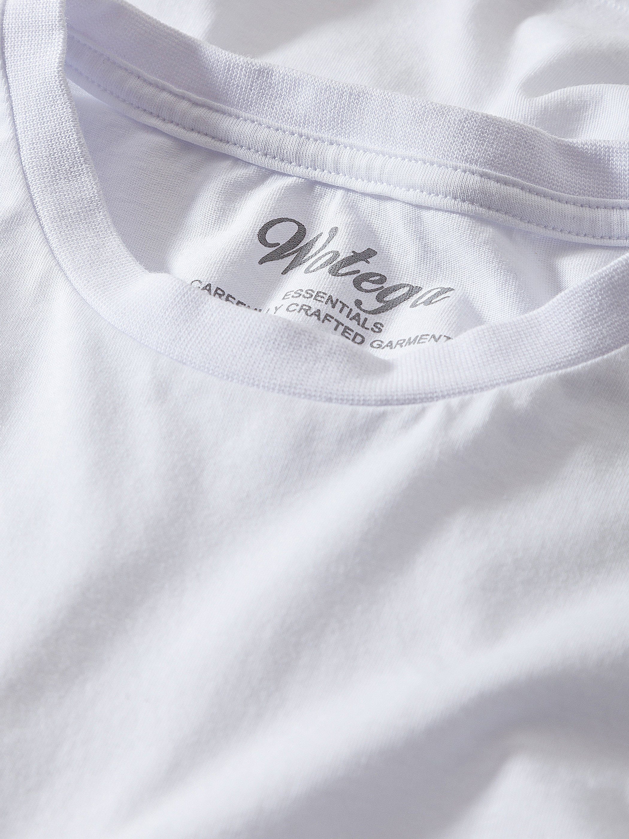 Neck Weiß (Set) 114001) Rundhalsshirt modernes Basic T-Shirt Alton WOTEGA Crew white Tee (brilliant