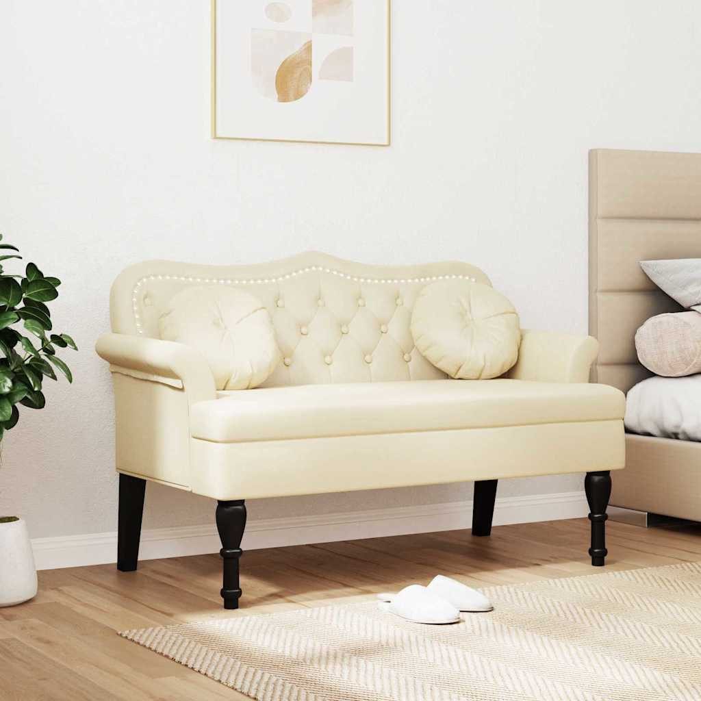vidaXL Sitzbank Chesterfield Bank Creme 120,5 x 65 x 75 cm Kunstleder (1-St) – Bild 3 von 5