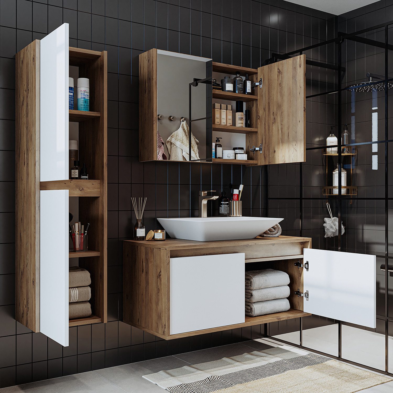 Roomart Badmöbel-Set ATL4TLG-100, (Badmöbel Set Unterschrank mit Waschbecke günstig online kaufen