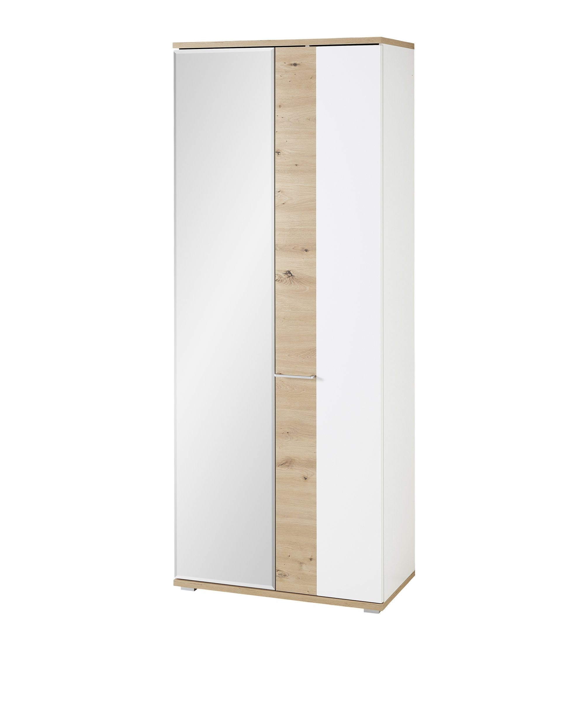 Innostyle Garderobenschrank aus MDF in Artisan/Weiß mit 2 Türen und Absetzungen in Artisan Eiche (BxHxT: 80x200x38 cm)