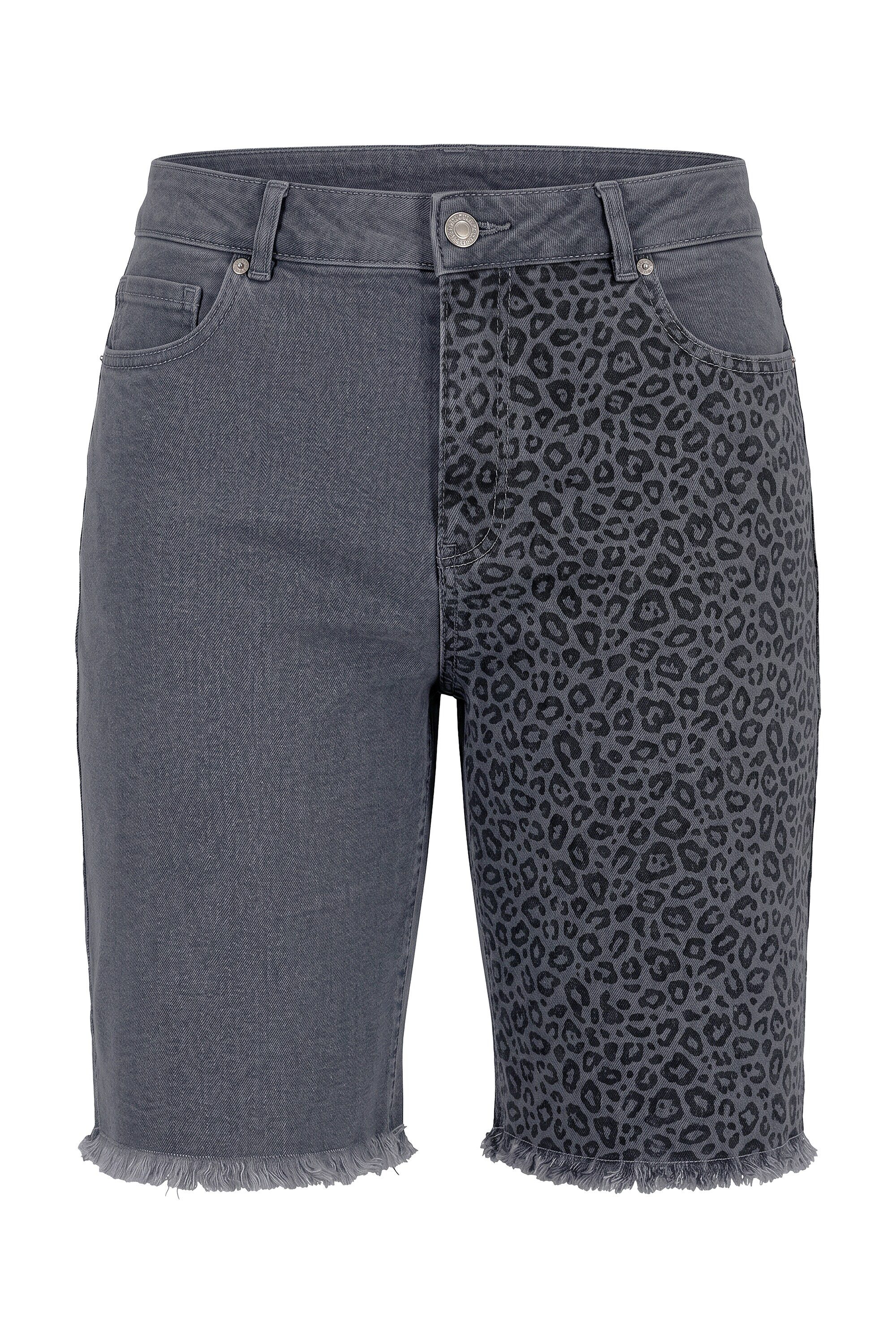 Regular-fit-Jeans Jeans-Shorts weites Bein Leo-Patchoptik 5-Pocket