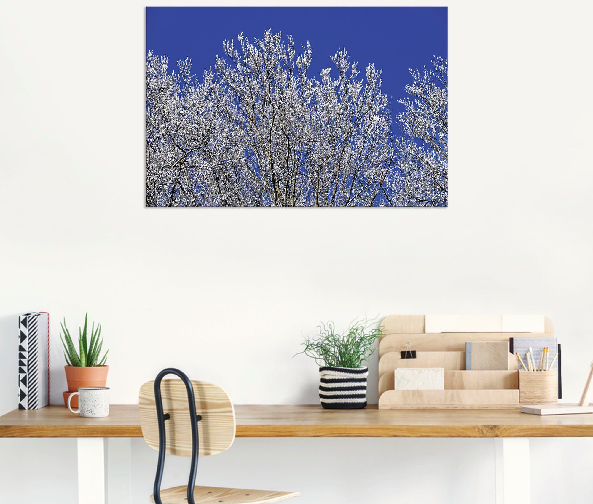 Wandbild Bilder Leinwandbild, Alubild, Vier Wandaufkleber Jahreszeiten in Bäume, Poster Schneebedeckte Größen versch. Artland (1 St), als oder