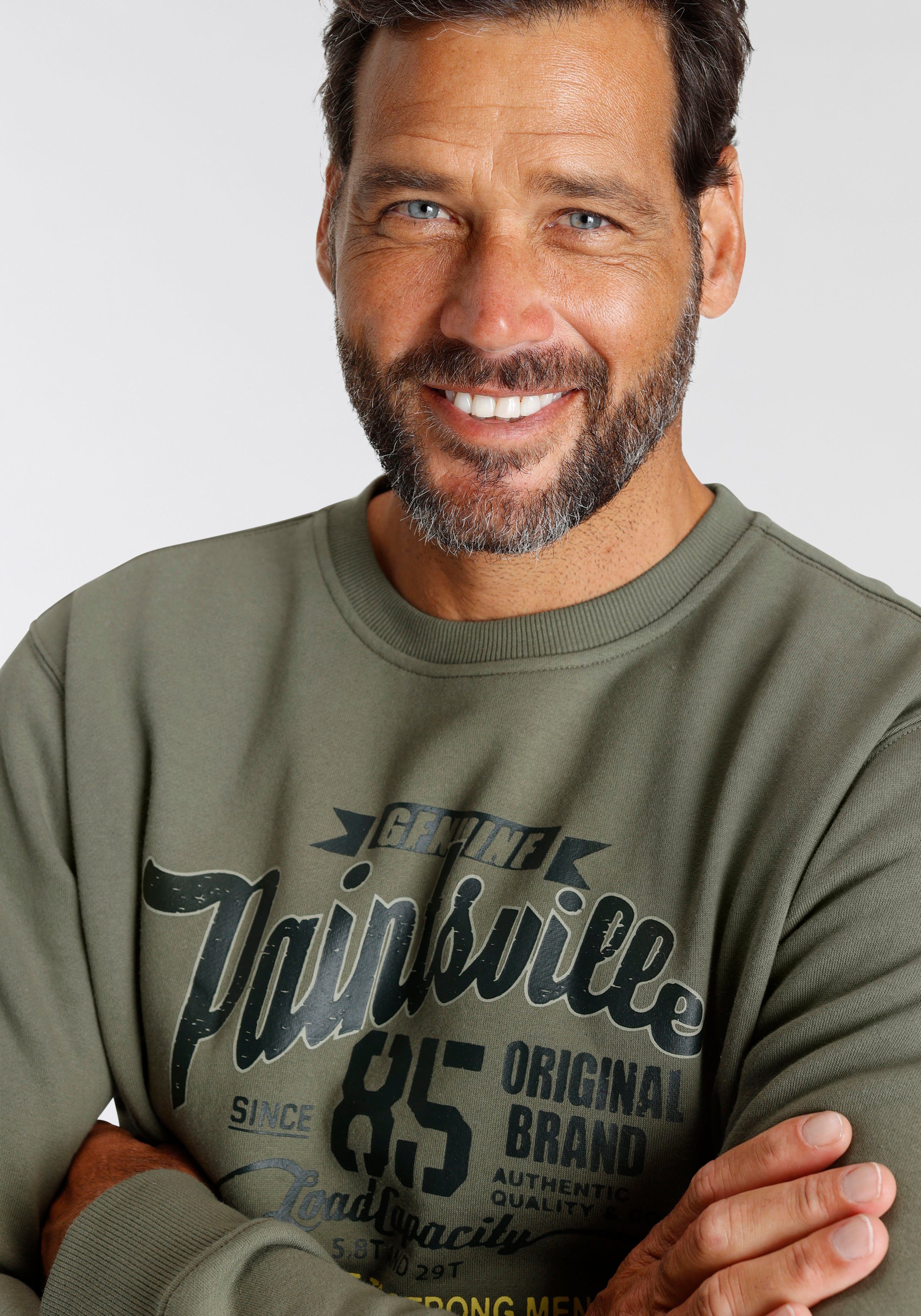 Man's World Sweatshirt Langarm, lässiger Print, Rundhals, aus Baumwollmischung