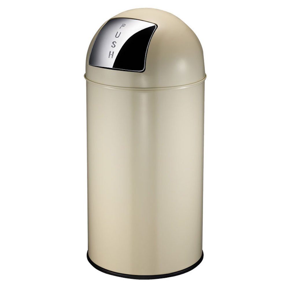PROREGAL® Mülleimer Abfallbehälter mit Pushdeckel & Inneneimer aus Metall, 40L, Weiß Creme