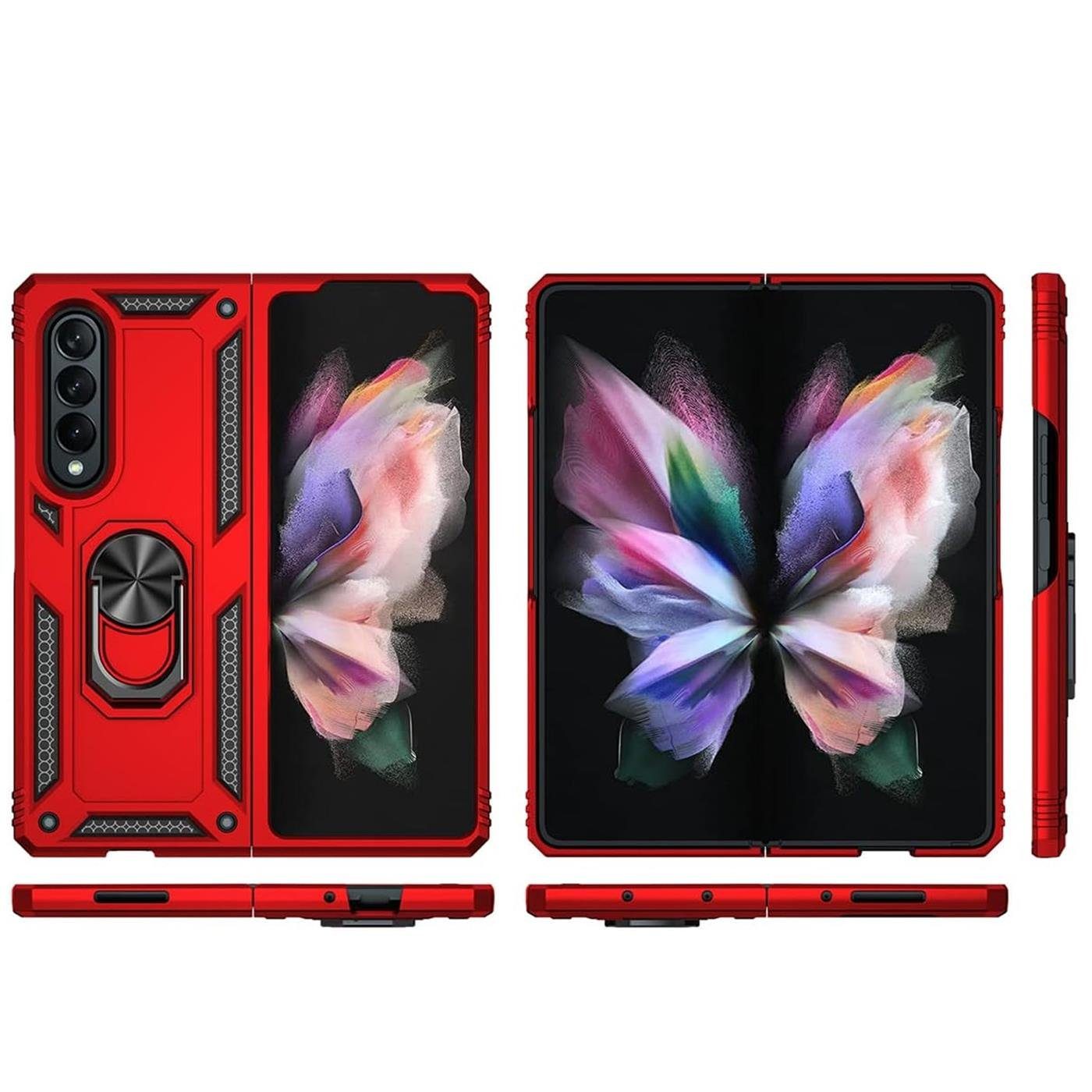 CoolGadget Handyhülle Armor Shield Case für Samsung Galaxy Z Fold 4 7,6 Zoll, Outdoor Cover Magnet Ringhalterung Handy Hülle für Galaxy Z Fold 4 5G