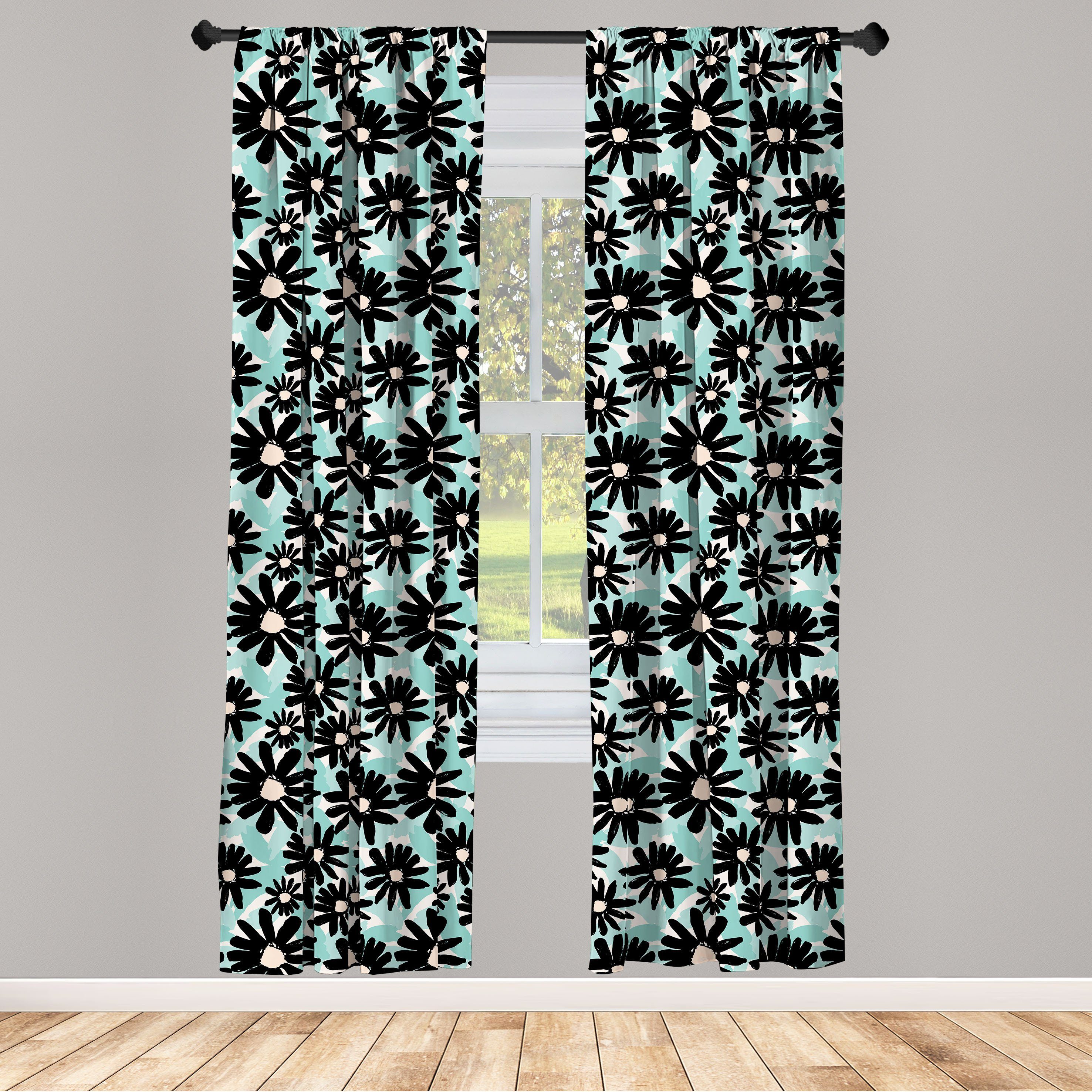 Gardine Vorhang für Wohnzimmer Schlafzimmer Dekor, Abakuhaus, Microfaser, Blumen Big Bold Pinselstriche