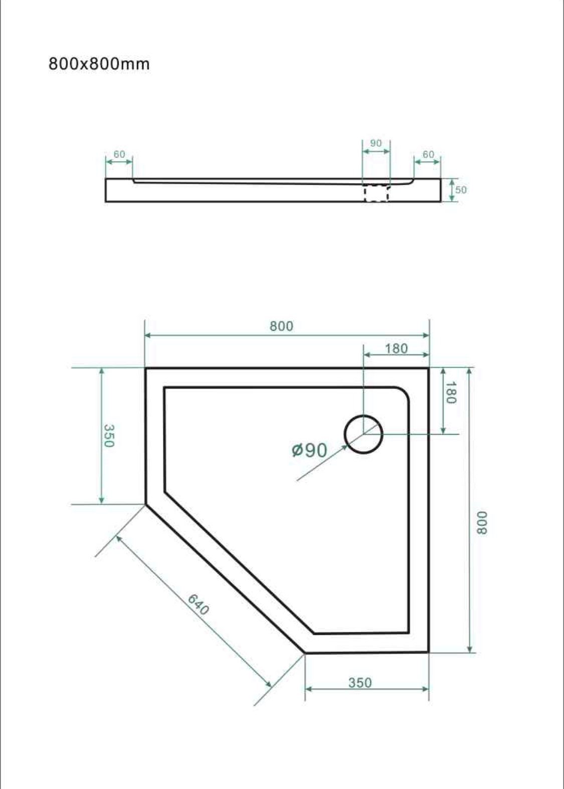 Fischer und Adamek Duschwanne Duschtasse Duschwanne Fünfeck Acryl Bad WeiÃ 50mm fünfeckig